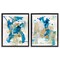 Stupell Industries Abstract Blue Gold Splash 2 pc Framed Floater Canvas Wall Art Set Design by Allison Ford